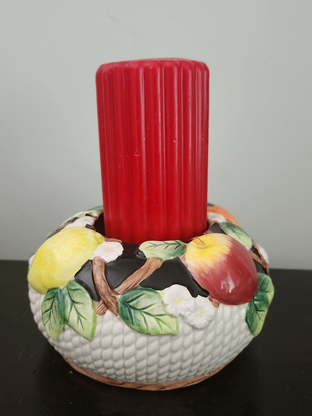 Fitz & Floyd Decorative Mediteranean Fruit Ceramic Candle Holder